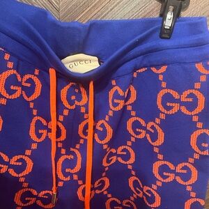 Gucci Blue and Orange Patterned Sweatpants